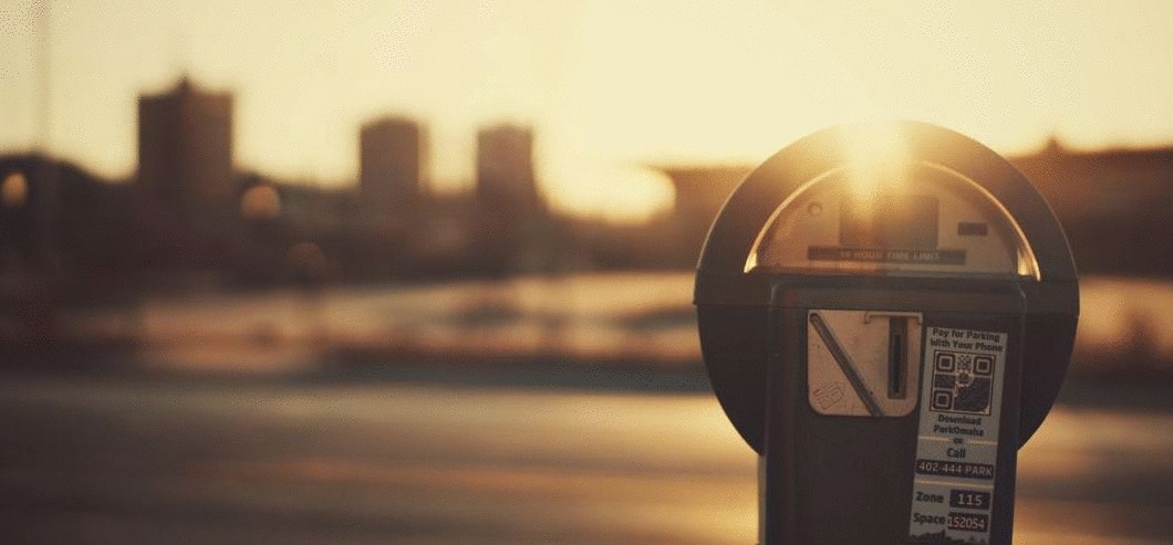 Electricty meter at the road Road with sunset and electric meter